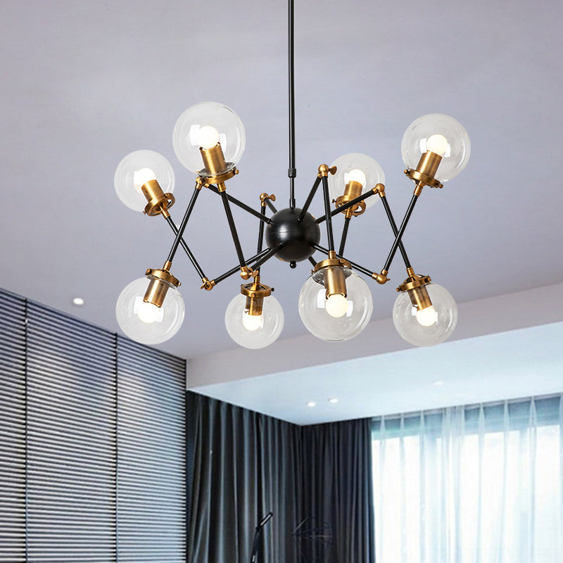 Metal Abstract Pendant Lighting 8 Lights Contemporary Chandelier with Orb Shade for Dining Room