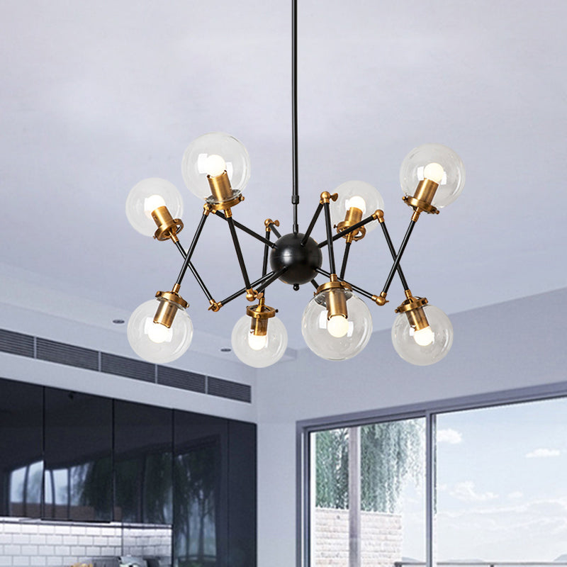Metal Abstract Pendant Lighting 8 Lights Contemporary Chandelier with Orb Shade for Dining Room