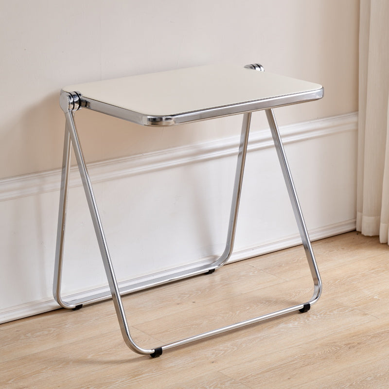 Acrylic Foldable Dining Table for 2 Person with Silver Steel Base