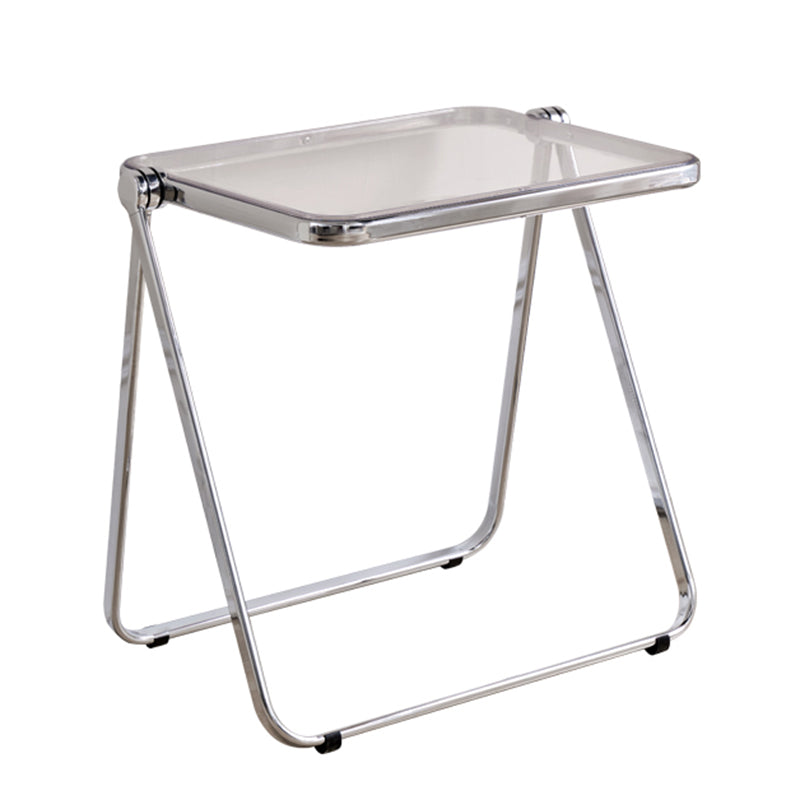 Acrylic Foldable Dining Table for 2 Person with Silver Steel Base