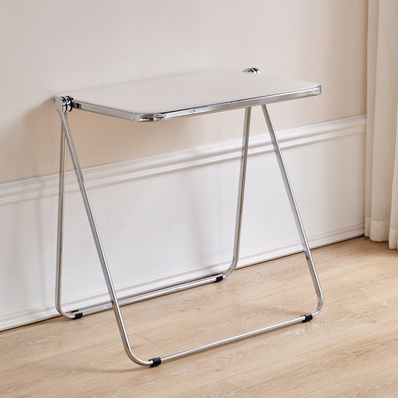Acrylic Foldable Dining Table for 2 Person with Silver Steel Base