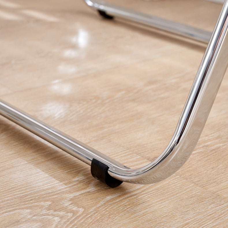 Acrylic Foldable Dining Table for 2 Person with Silver Steel Base