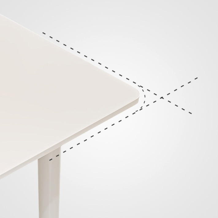 Modern Rectangular Dining Table White Stone Tabletop with Wood Legs