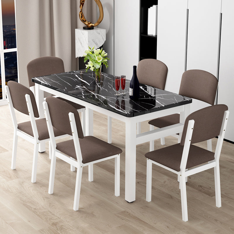 Modern Rectangular Dining Table Wooden Tabletop for Living Room