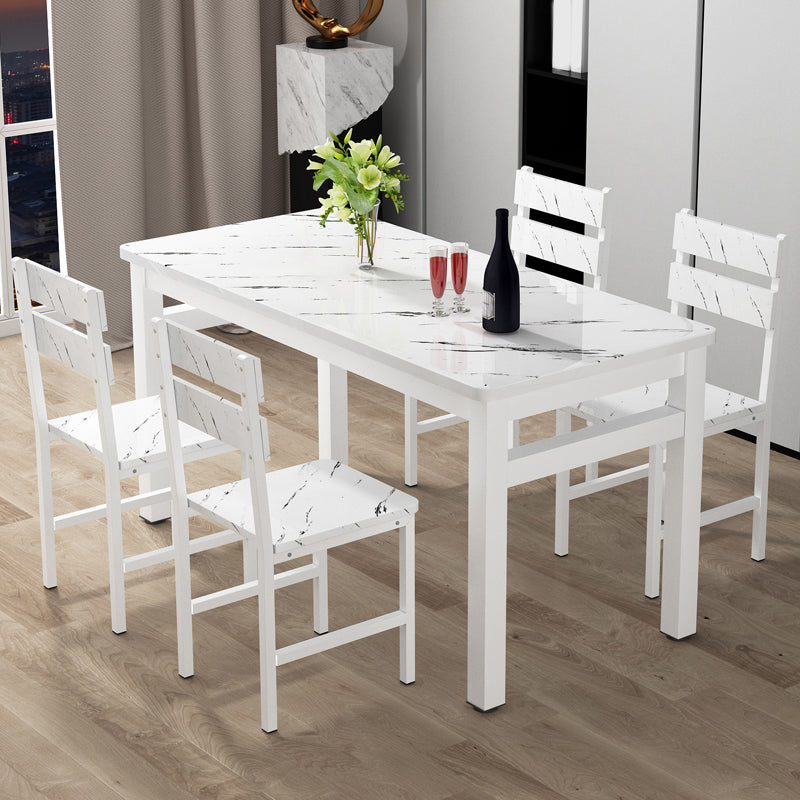 Modern Rectangular Dining Table Wooden Tabletop for Living Room
