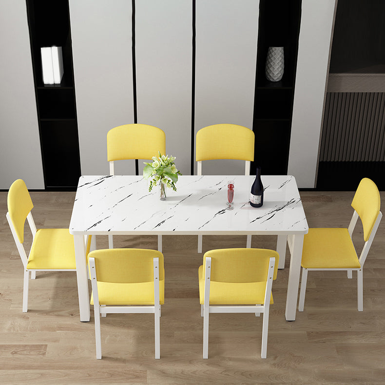 Modern Rectangular Dining Table Wooden Tabletop for Living Room