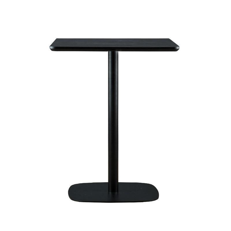 Modern Square Dining Table Wood Tabletop with Steel Pedestal Base