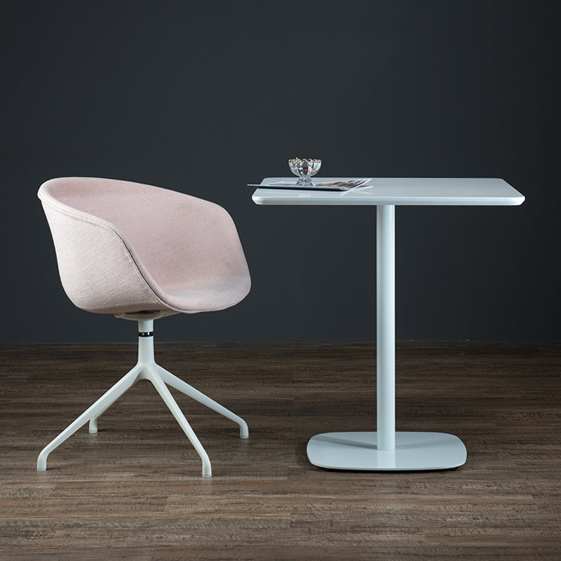 Modern Square Dining Table Wood Tabletop with Steel Pedestal Base