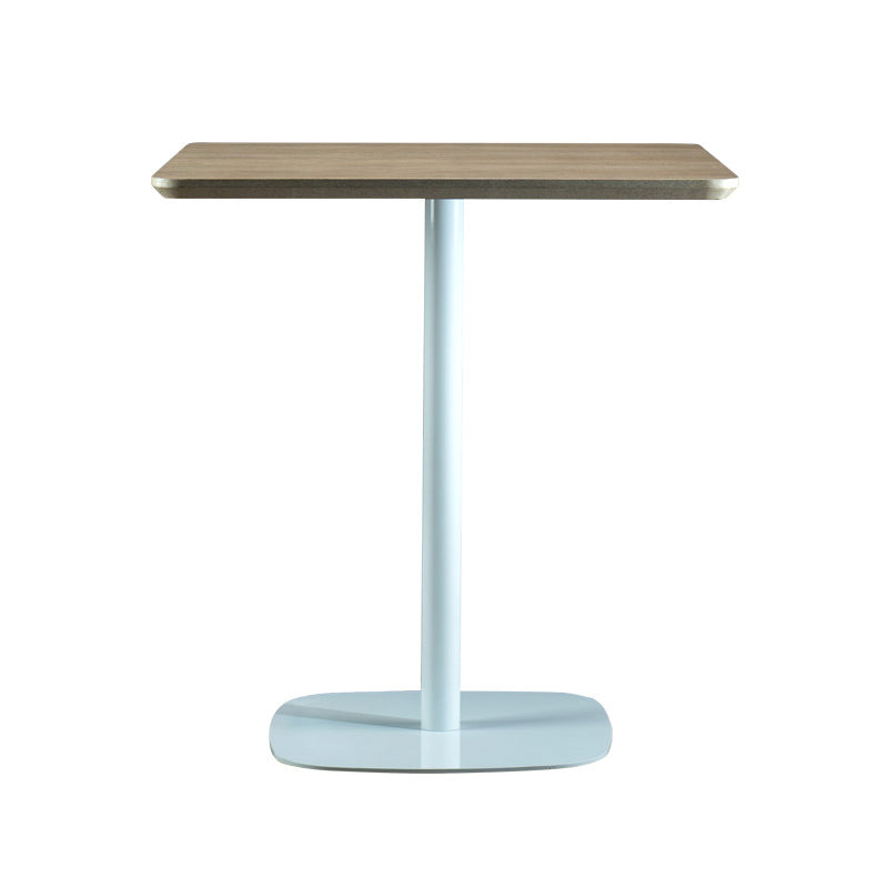 Modern Square Dining Table Wood Tabletop with Steel Pedestal Base
