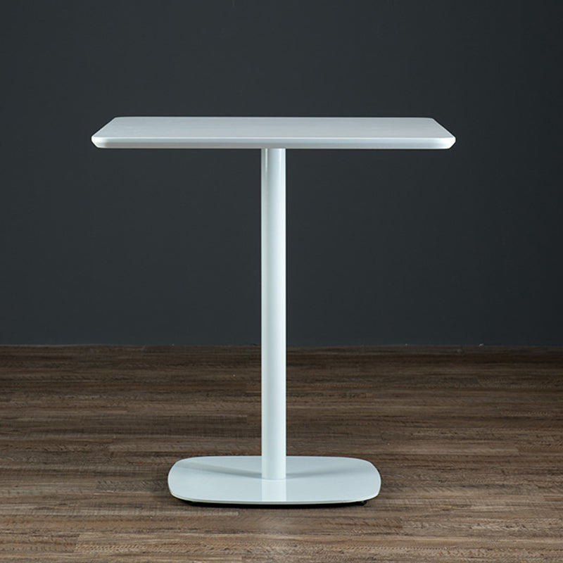 Modern Square Dining Table Wood Tabletop with Steel Pedestal Base
