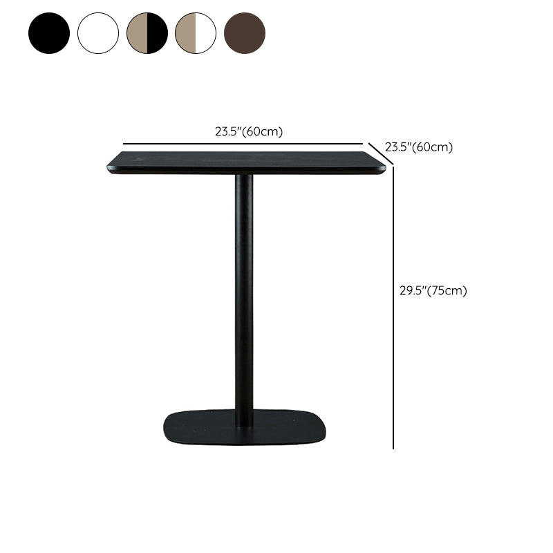 Modern Square Dining Table Wood Tabletop with Steel Pedestal Base