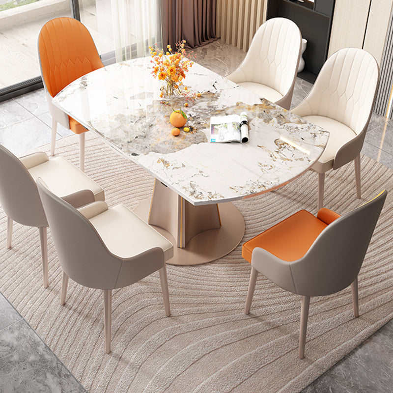 Rectangular Dining Table Modern Stone Table Top with Gold Metal Legs