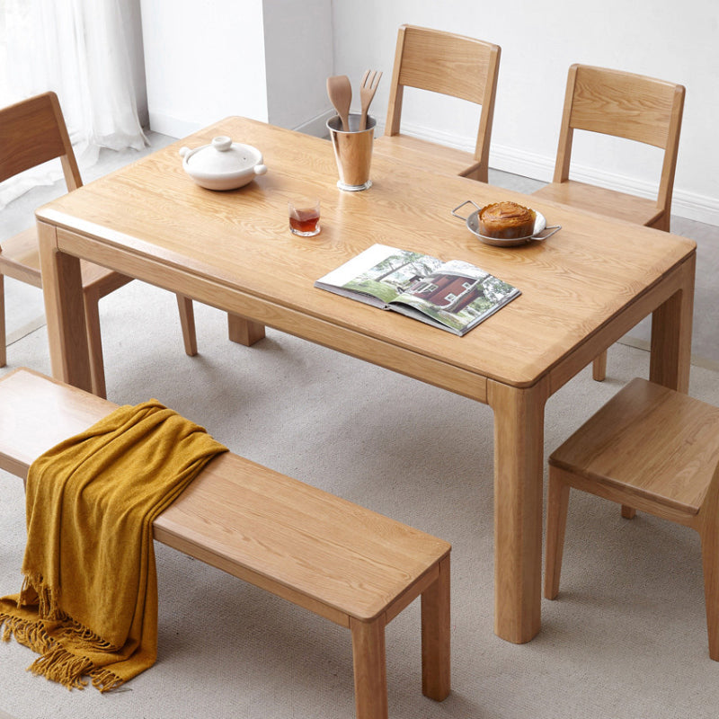 Modern Style Rectangle Oak Solid Wood Dining Table in Natural