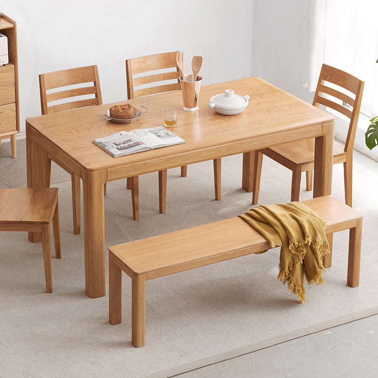 Modern Style Rectangle Oak Solid Wood Dining Table in Natural