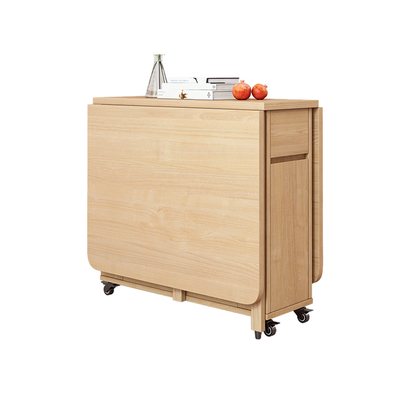 Modern Style Rectangle Solid Wood Dining Site Table with Drop-Leaf