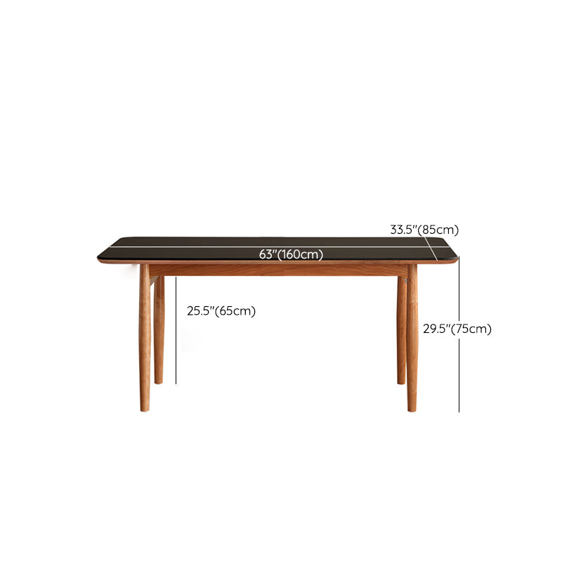 Simplicity Style Rectangle Stone Fixed Dinner Table with 4-foot