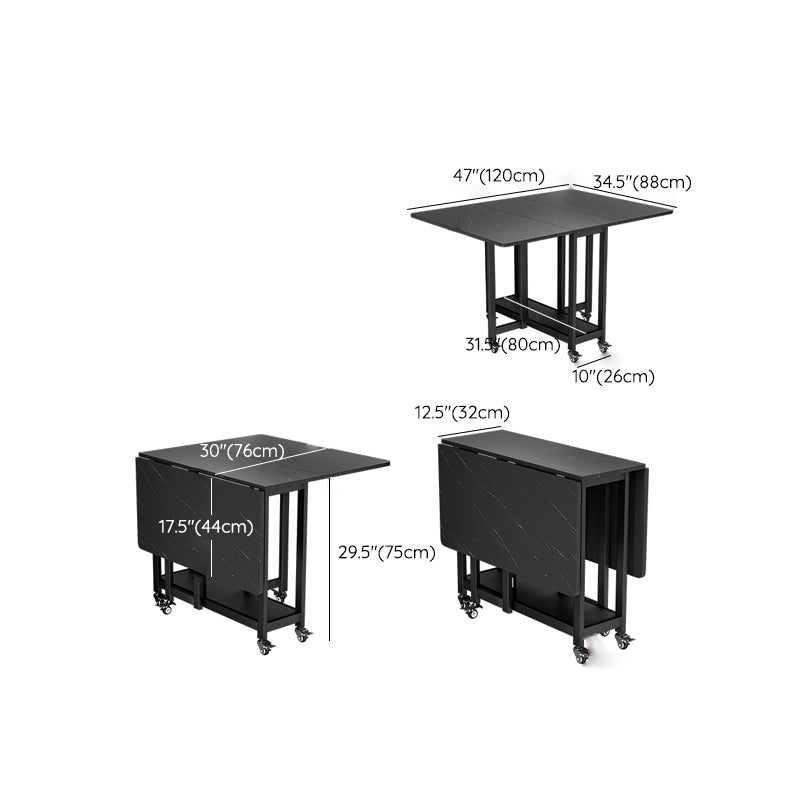 Simplicity Style Rectangle Wood Dining Site Table with Drop-Leaf