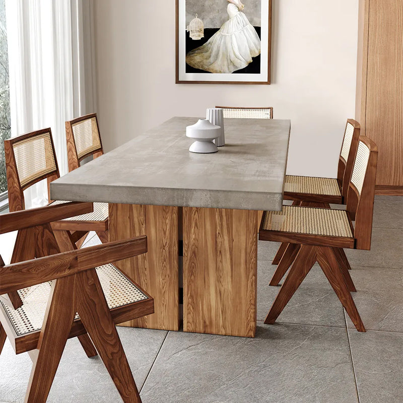 Contemporary Style Rectangle Solid Wood Dining Table with Chairs