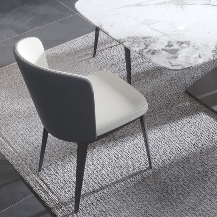 Contemporary Rectangle Sintered Stone Top Metal Base Dining Table Set