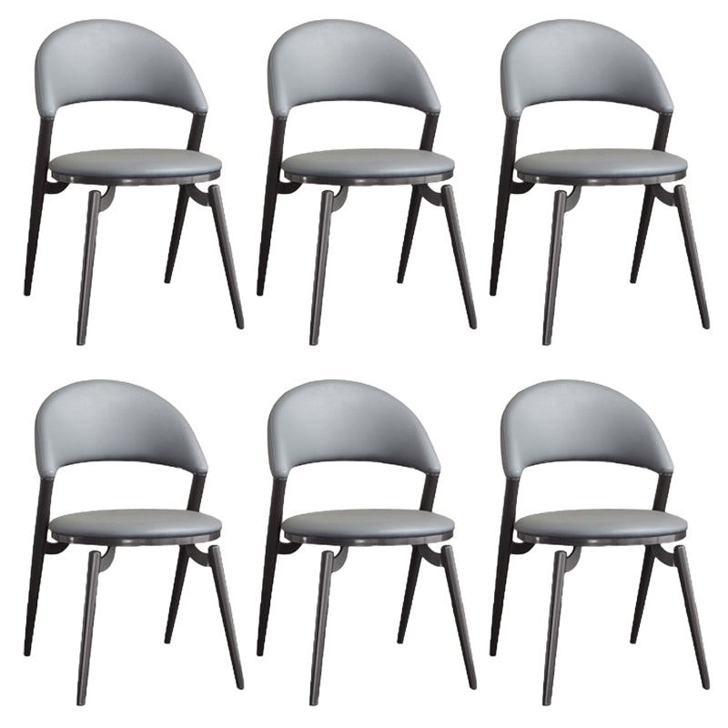 Glam Style Open Back Faux Leather Metal Base Dining Side Chair