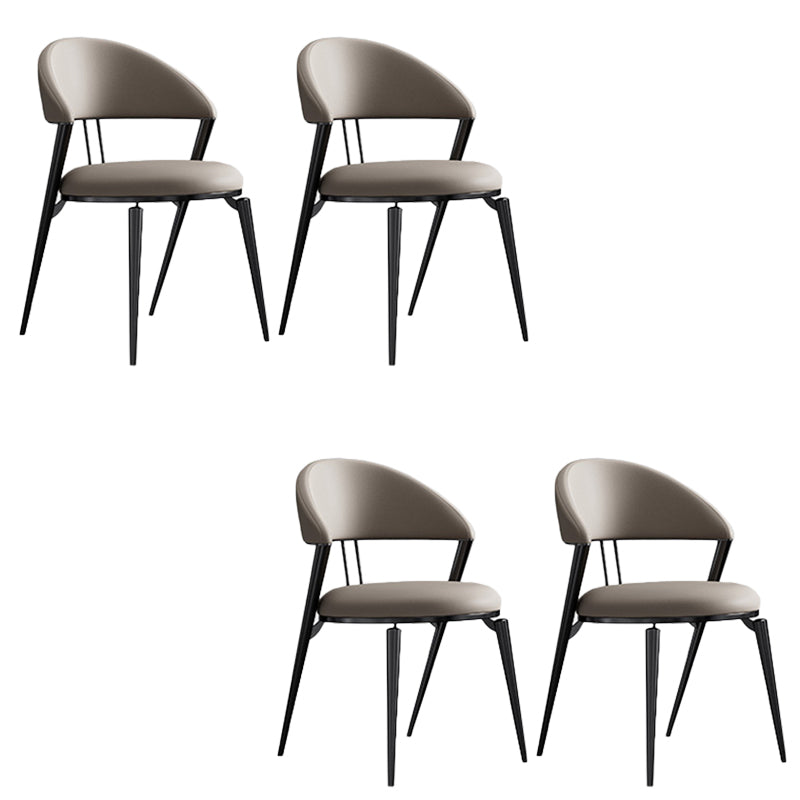 Glam Style Open Back Faux Leather Metal Base Dining Side Chair
