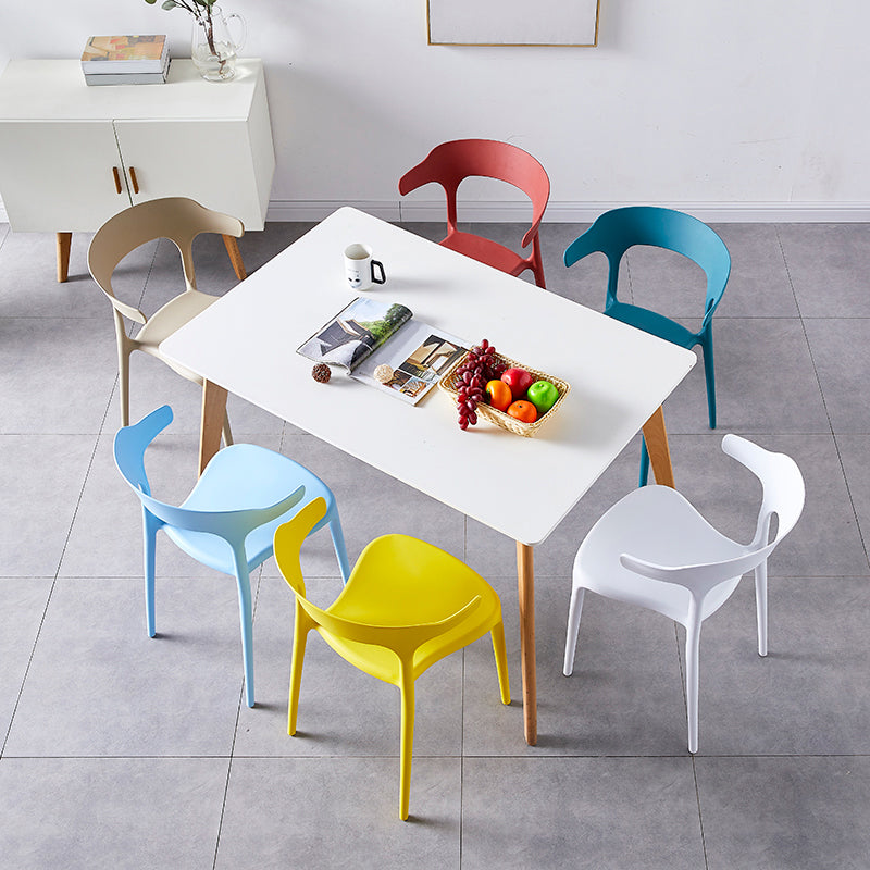 Contemporary Indoor-Outdoor Plastic Open Back Stackable Dining Side Chair
