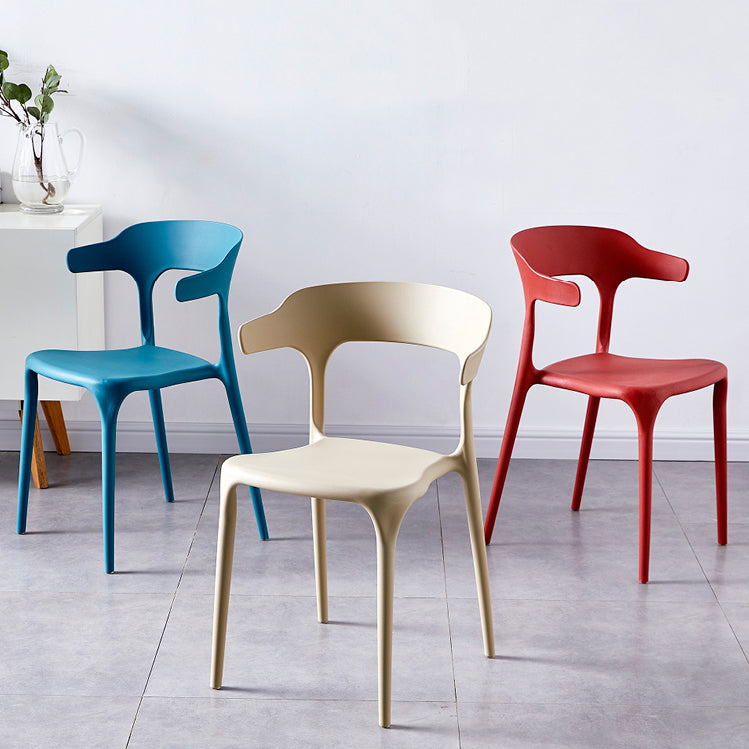 Contemporary Indoor-Outdoor Plastic Open Back Stackable Dining Side Chair