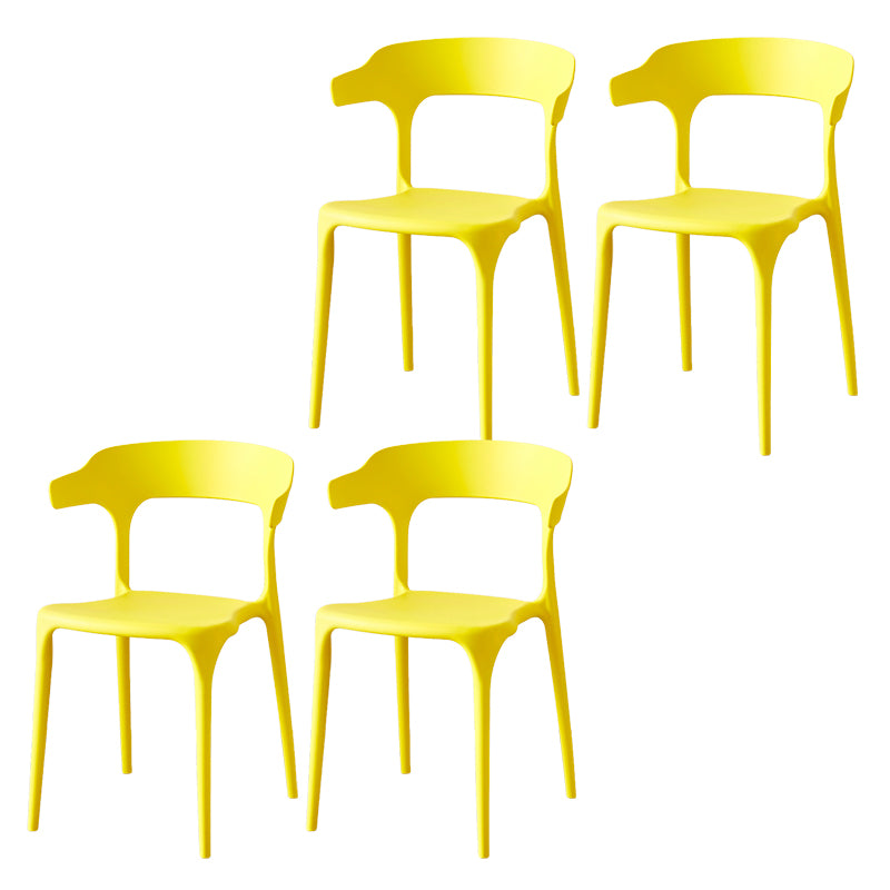 Contemporary Indoor-Outdoor Plastic Open Back Stackable Dining Side Chair