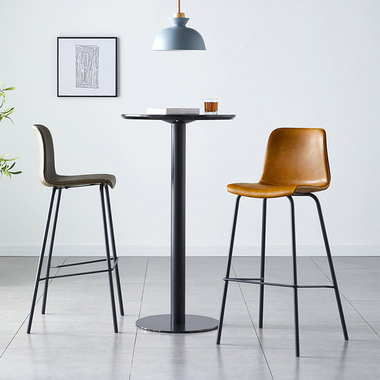 Contemporary Style Low Back Leather Bar Stool with Metal Legs