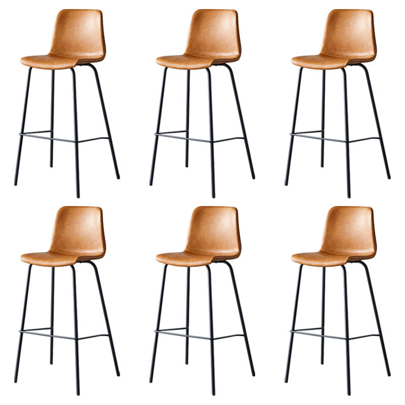 Contemporary Style Low Back Leather Bar Stool with Metal Legs