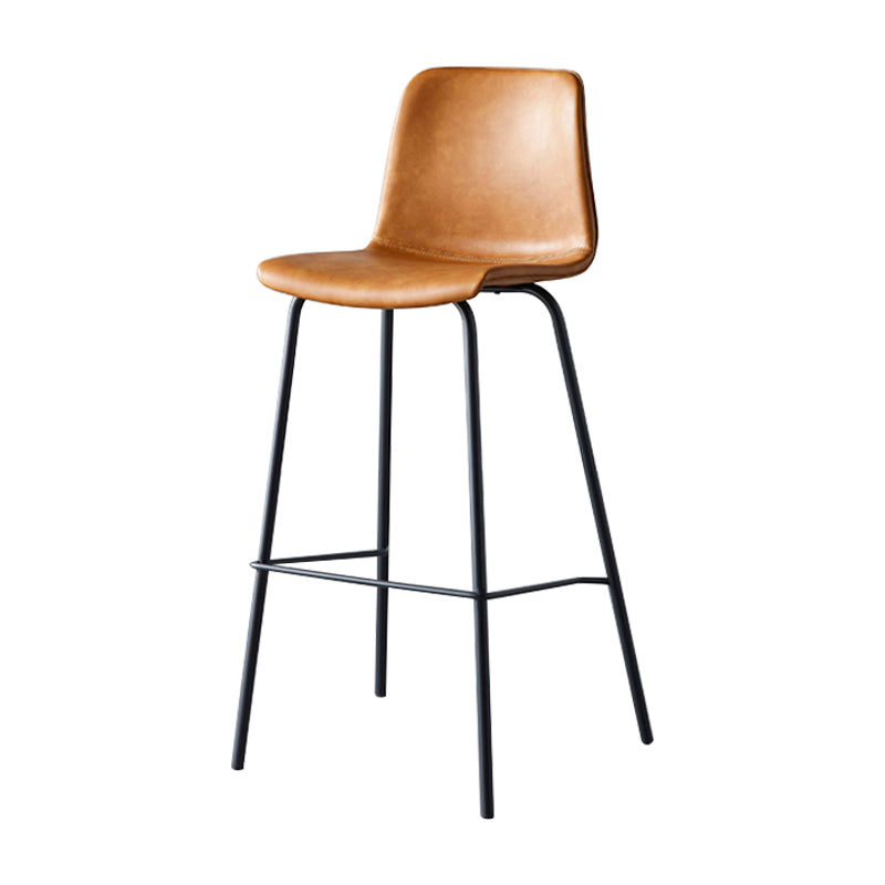 Contemporary Style Low Back Leather Bar Stool with Metal Legs