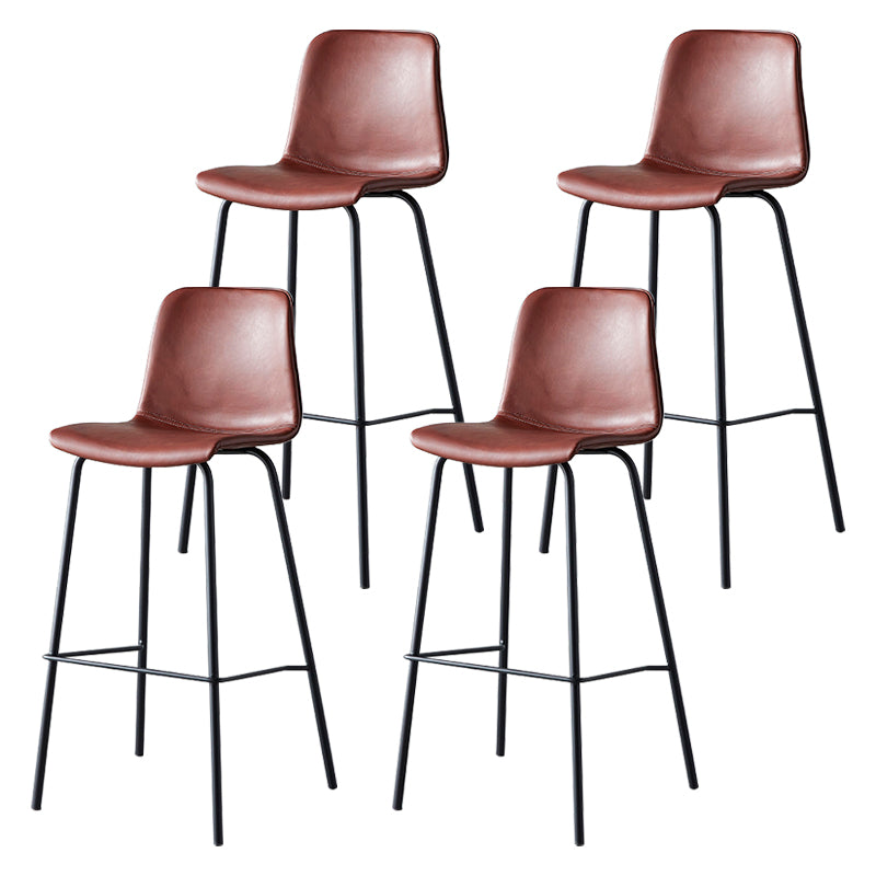 Contemporary Style Low Back Leather Bar Stool with Metal Legs