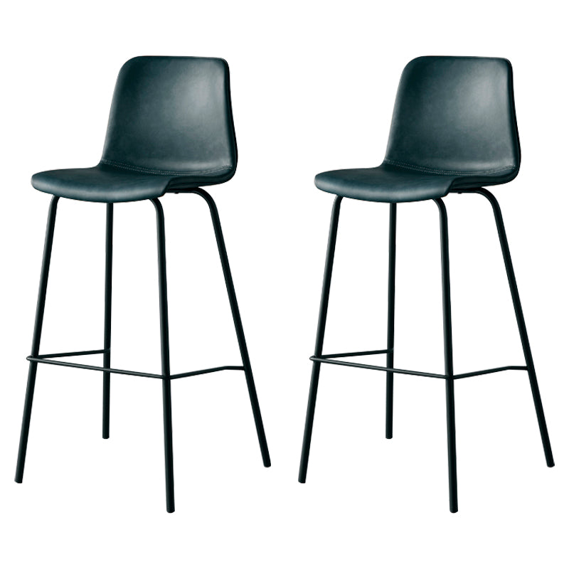 Contemporary Style Low Back Leather Bar Stool with Metal Legs