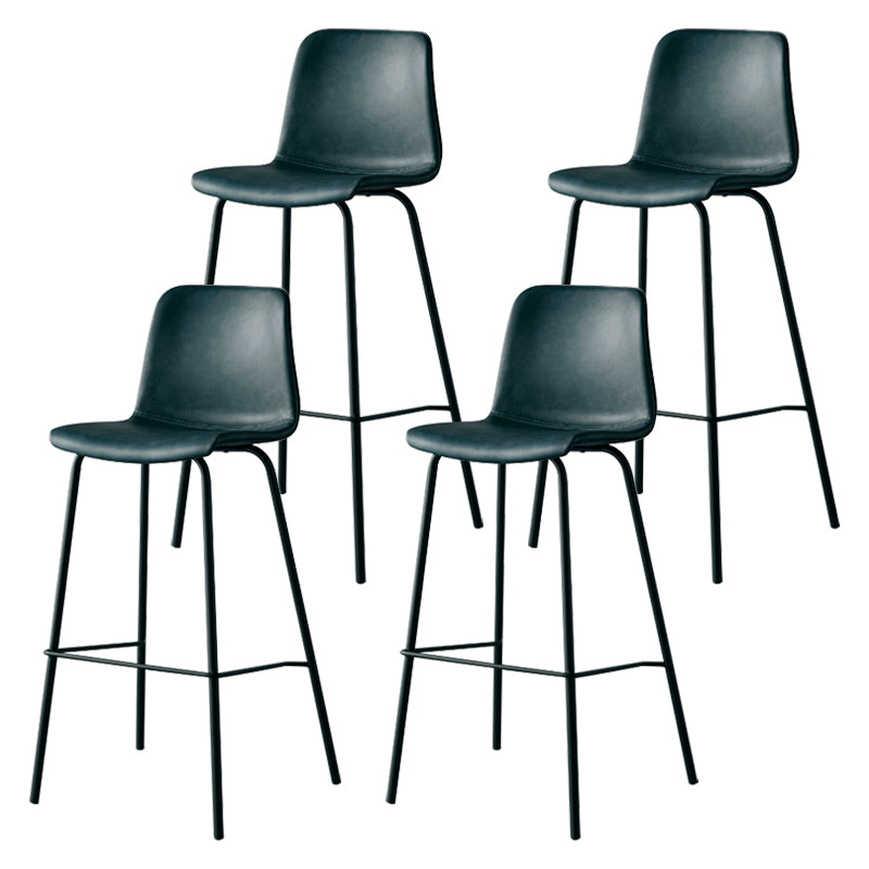 Contemporary Style Low Back Leather Bar Stool with Metal Legs