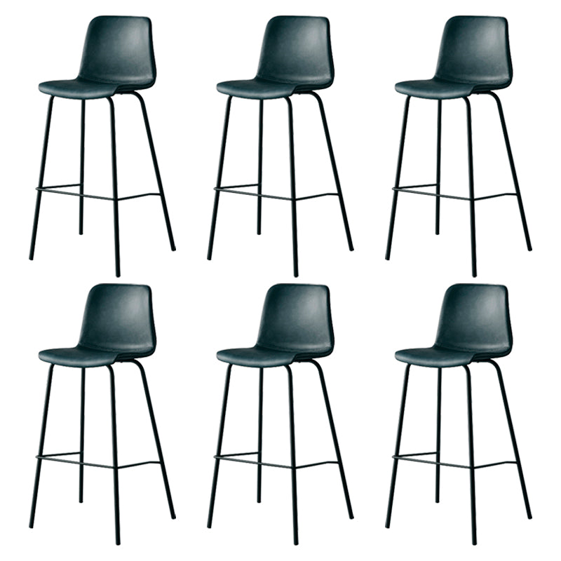 Contemporary Style Low Back Leather Bar Stool with Metal Legs