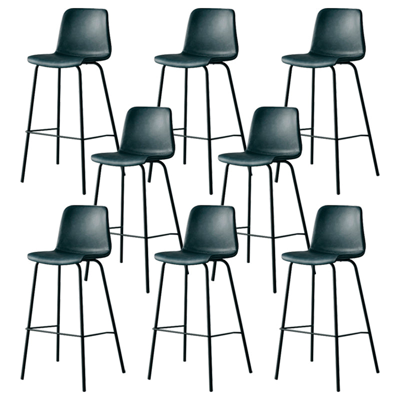 Contemporary Style Low Back Leather Bar Stool with Metal Legs