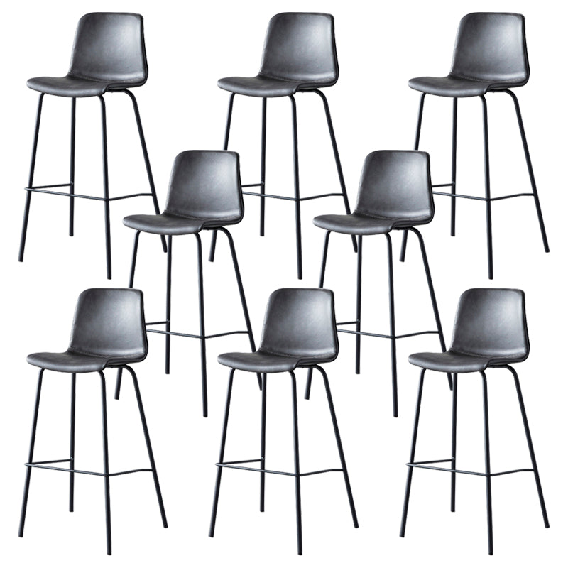 Contemporary Style Low Back Leather Bar Stool with Metal Legs