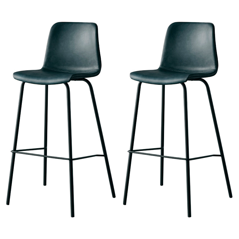 Contemporary Style Low Back Leather Bar Stool with Metal Legs