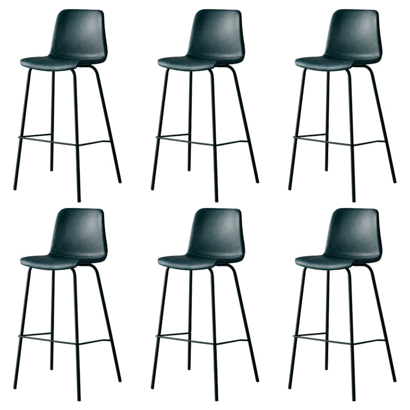 Contemporary Style Low Back Leather Bar Stool with Metal Legs