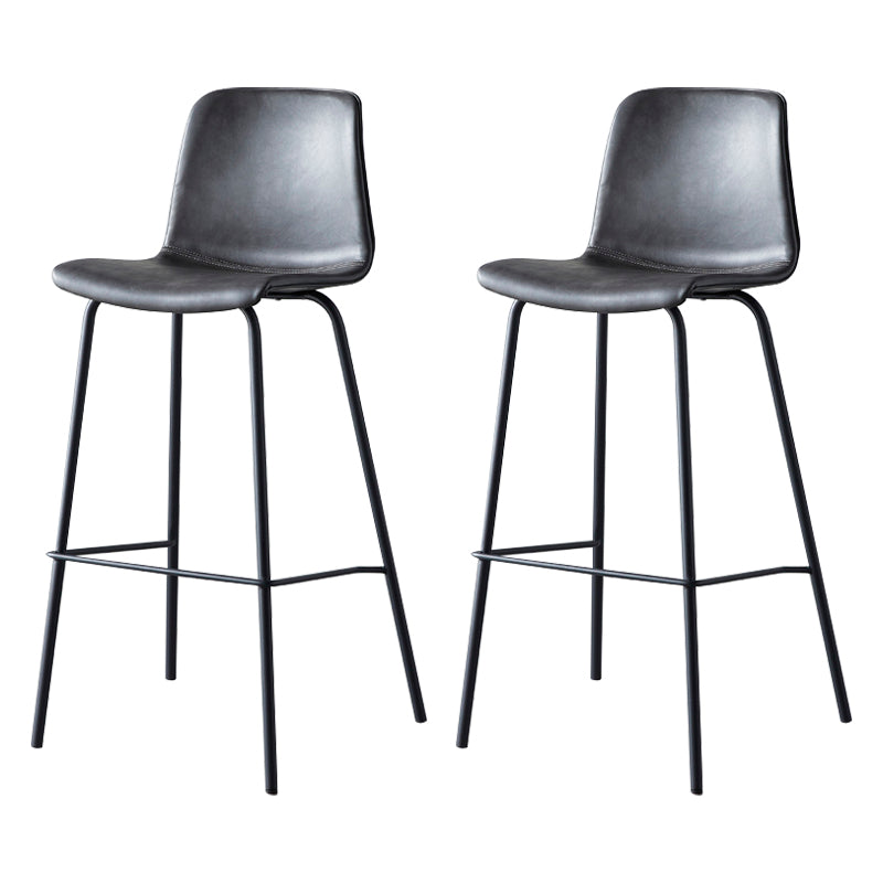 Contemporary Style Low Back Leather Bar Stool with Metal Legs