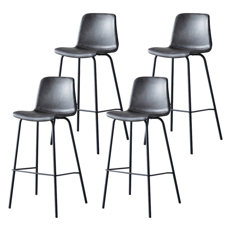 Contemporary Style Low Back Leather Bar Stool with Metal Legs