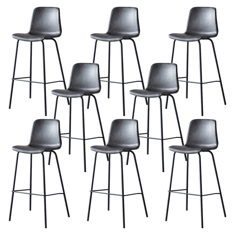 Contemporary Style Low Back Leather Bar Stool with Metal Legs