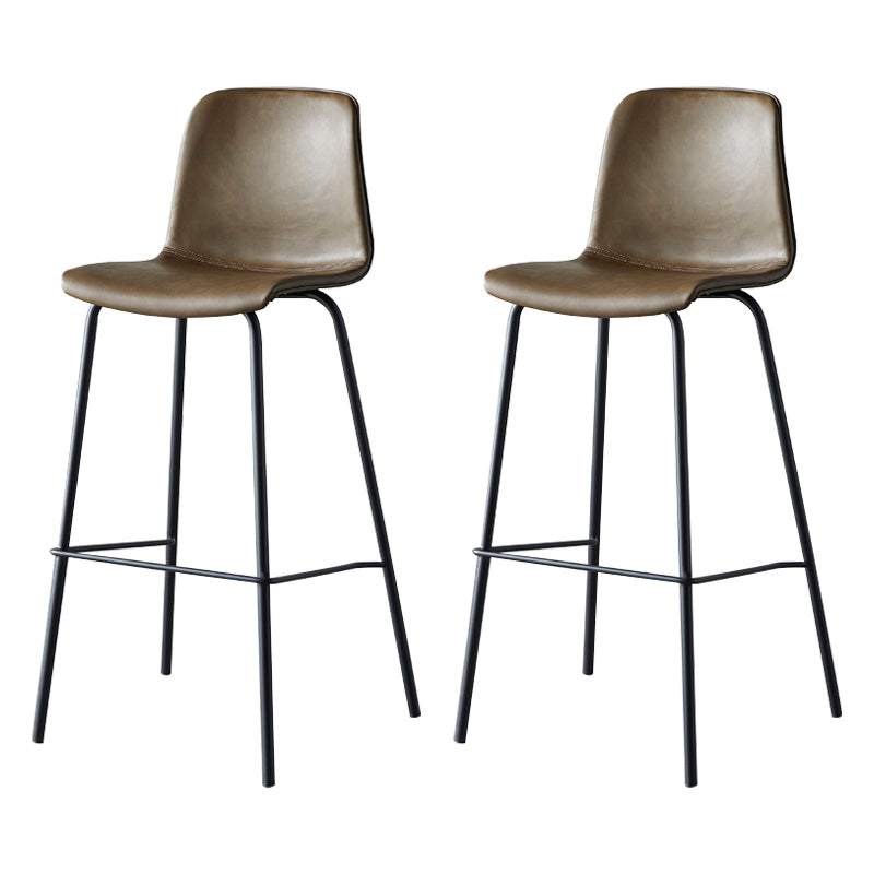 Contemporary Style Low Back Leather Bar Stool with Metal Legs