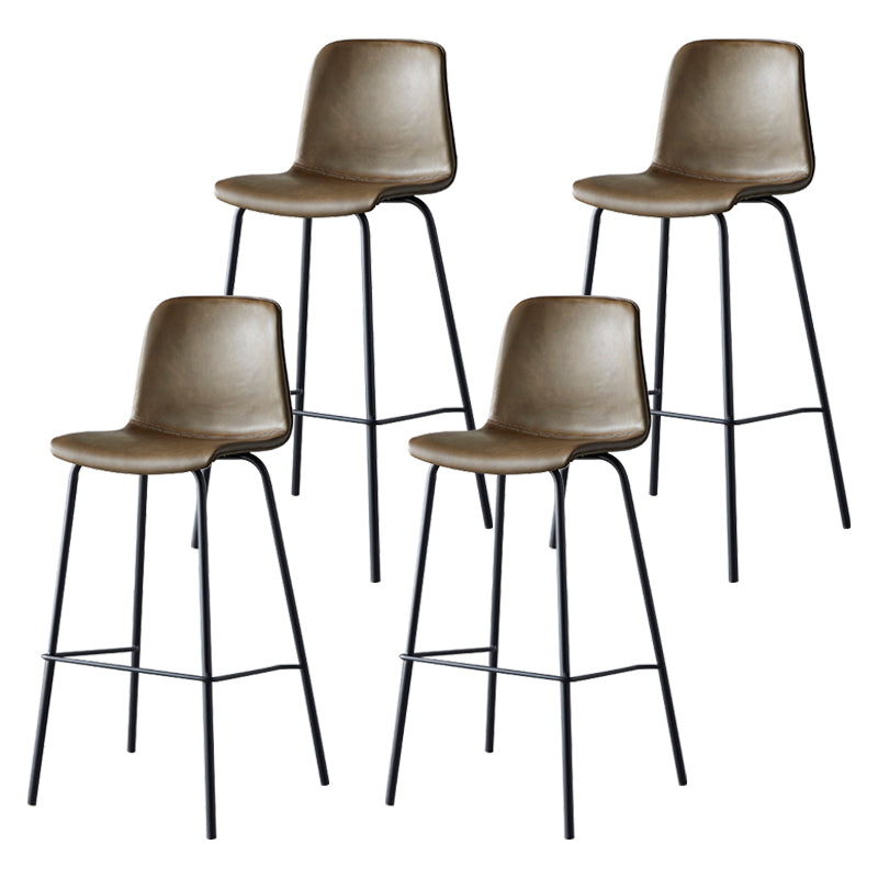 Contemporary Style Low Back Leather Bar Stool with Metal Legs