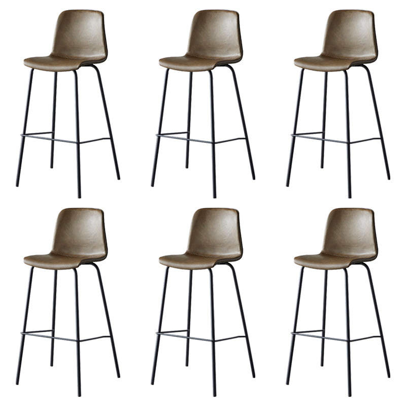 Contemporary Style Low Back Leather Bar Stool with Metal Legs