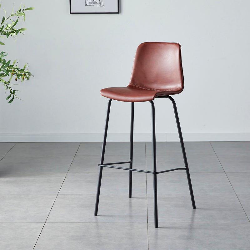 Contemporary Style Low Back Leather Bar Stool with Metal Legs