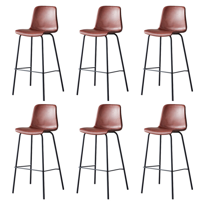Contemporary Style Low Back Leather Bar Stool with Metal Legs