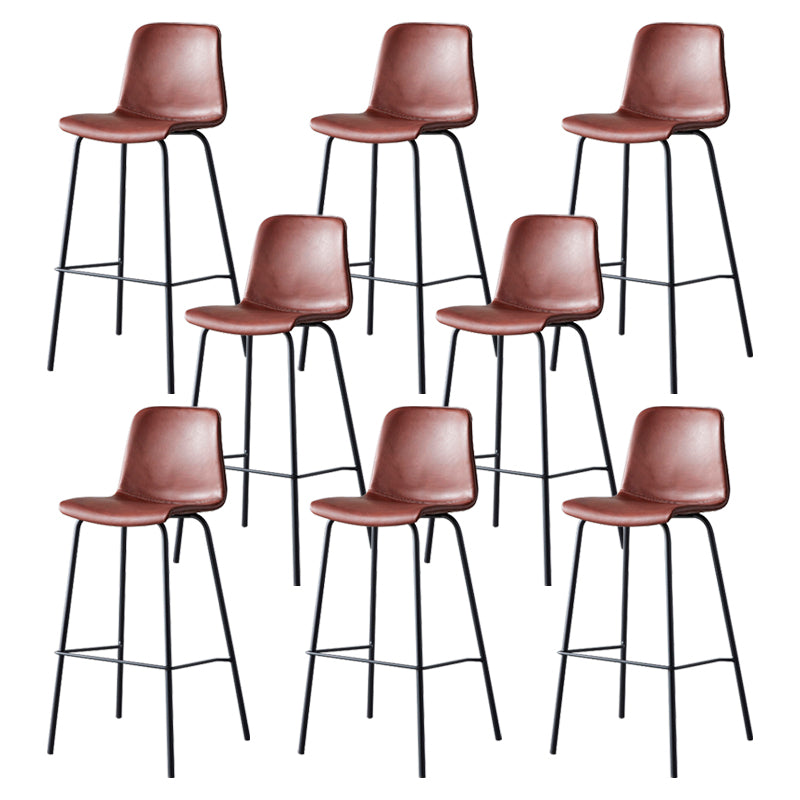 Contemporary Style Low Back Leather Bar Stool with Metal Legs