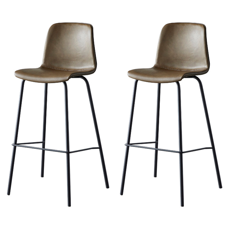 Contemporary Style Low Back Leather Bar Stool with Metal Legs