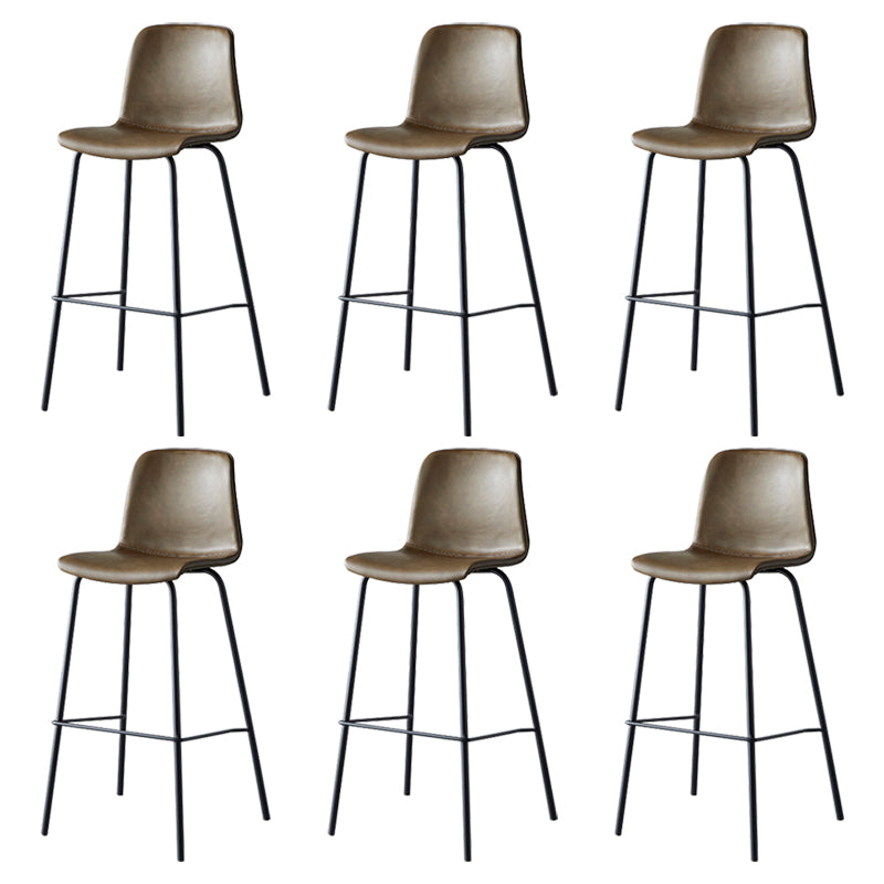 Contemporary Style Low Back Leather Bar Stool with Metal Legs